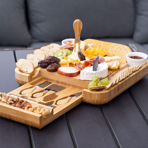 Bamboo Elegance Cheese Board & Knives Set