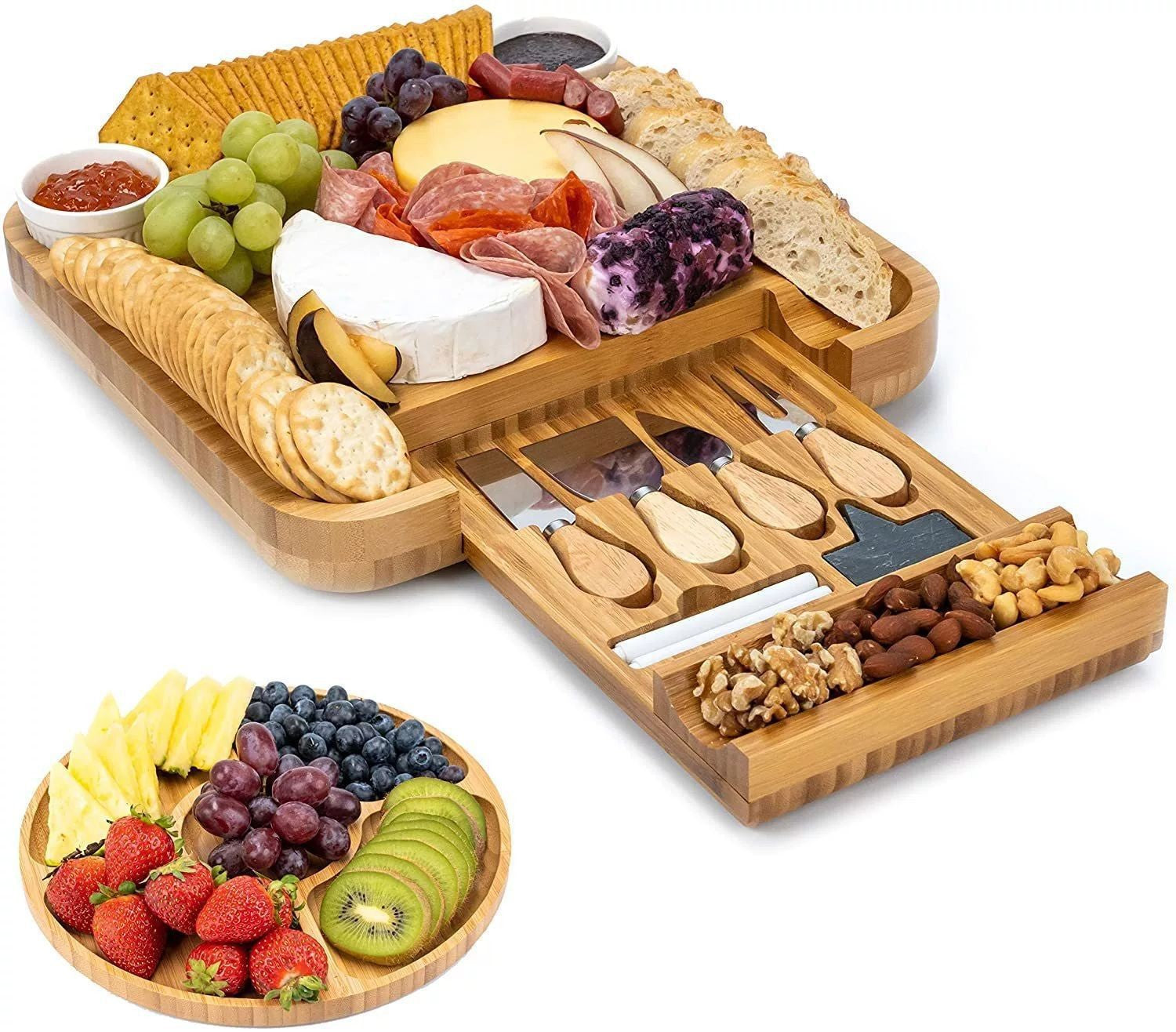 Bamboo Elegance Cheese Board & Knives Set